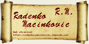 Radenko Mačinković vizit kartica
